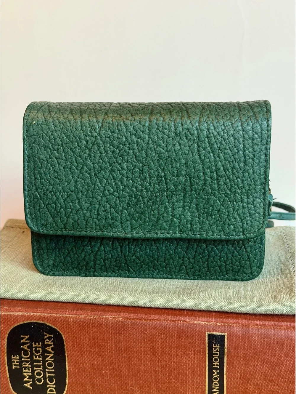 Wilsons Leather Teal Green Crossbody Bag Wallet Purse Pebbled Leather